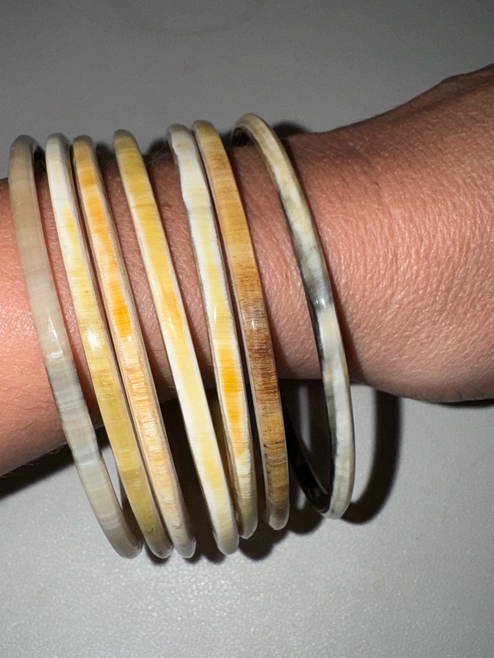 Set of 7 Natural Buffalo Horn Bangle Bracelets